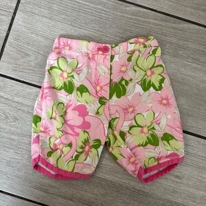Janie & Jack Tropical Floral Flamingo Infant Shorts 3-6 Mo Poolside Summer Vacay
